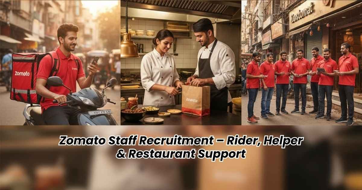 Zomato delivery rider and support staff managing food orders, deliveries, and restaurant coordination in an Indian city.